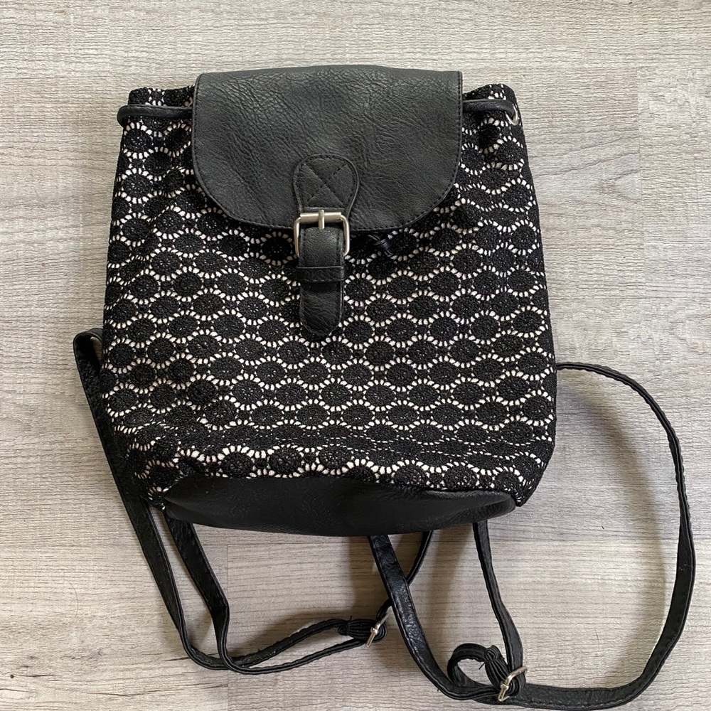 Black lace mini backpack purse